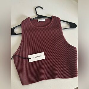 Babaton sculpt knit muscle tank maroon brand new with tags size small Aritzia
